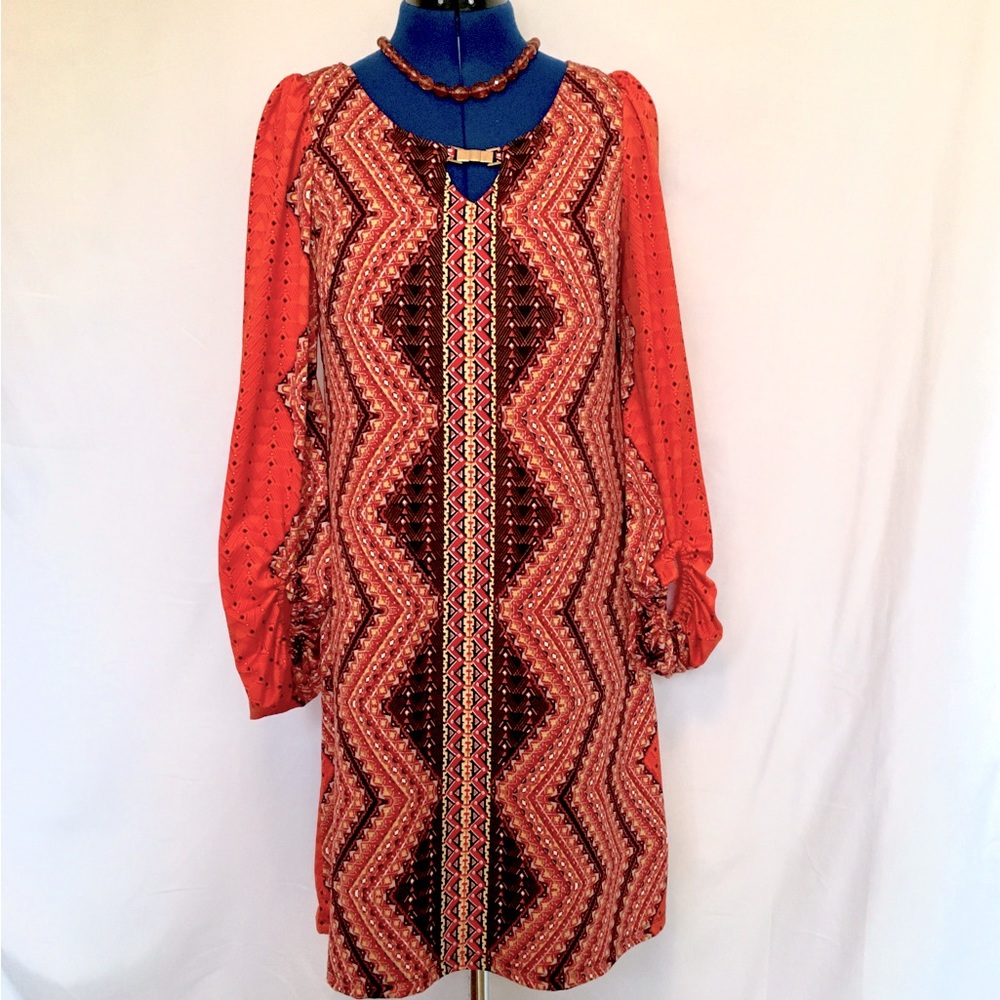 Danillo Boutique Orange Groove Zig Zag Sheath Dress
